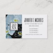 Foto-Abschluss| Watercolor-Weiß-Orchideen Telefonnummerkarte (Rückseite)