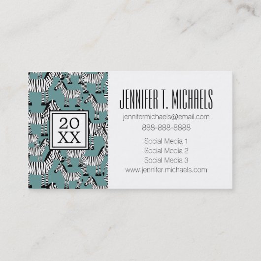 Foto Abschluss| Zebramuster Telefonnummerkarte (Rückseite)