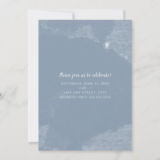 Foto-Abschlusseinladung, modernes staubiges Blau Einladung (Rückseite)