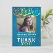 Foto Absolvent bunt 8. Klasse grad Typografie Dankeskarte (Stehend Vorderseite)