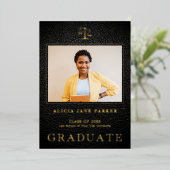 Foto Absolvent formalen Abschluss schwarzes Gold Folieneinladung (Stehend vorne)