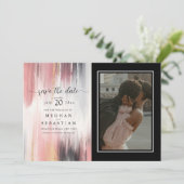 Foto Abstrakt Brush Strokes Blush Gold Kohle Save The Date (Stehend Vorderseite)