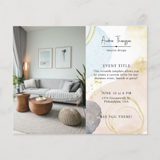 Foto Abstrakte Wasserfarben Formen GoId Foil Flyer (Vorne)