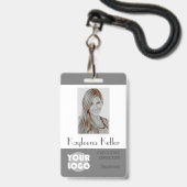 Foto-Abteilung für einfache graue Logos Ausweis (Vorderseite mit Lanyard)