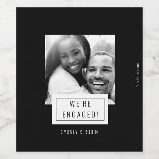 Foto Abzeichen | Ankündigung der Verlobung | Weine Weinetikett (Einzelnes Label)