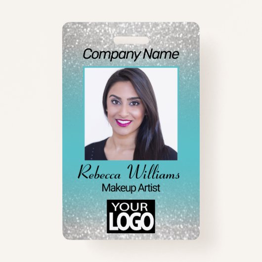 Foto Abzeichen - Blau mit Imitaten Glitzer Ausweis (Vorderseite)