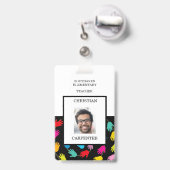 Foto-Abzeichen der Lehrerschule mit farbenfrohen H Ausweis (Rückseite mit Ausziehbar)