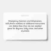 Foto-Abzeichen für Lebensmittelallergien Ausweis (Back)