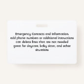 Foto-Abzeichen für Lebensmittelallergien Ausweis (Rückseite)