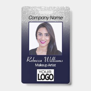 Foto Abzeichen - Navy Blue mit Imitaten Glitzer Ausweis