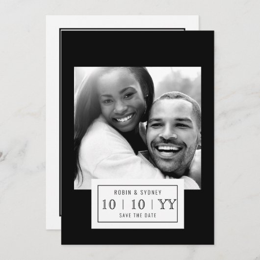 Foto Abzeichen | SAVE THE DATE | flach | Schwarz (Vorne/Hinten)