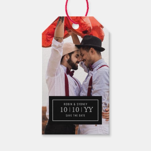 Foto Abzeichen | SAVE THE DATE | Geschenkmarke Geschenkanhänger (Vorderseite)