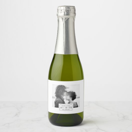 Foto Abzeichen | SAVE THE DATE | Mini-Etikett | we Schaumweinetikett (Vorderseite)