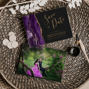 Foto-Achat Lila Gold Dunkel Save-the-Date Save The Date