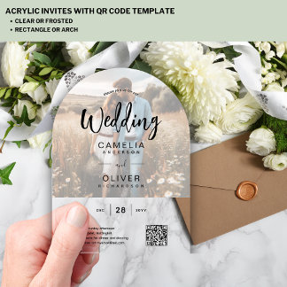 FOTO-ACRYL-HOCHZEIT QR-Code RSVP OVERLAY Acryleinladungen