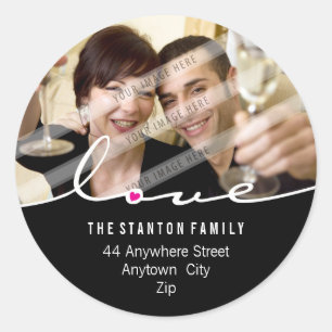 FOTO-ADRESSEN-AUFKLEBER:: Liebeverteilung 3 Runder Aufkleber