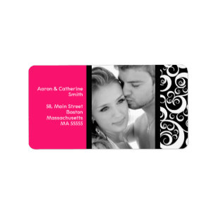 Foto-Adressmarken mit Hot-Pink-Swirl Adressaufkleber