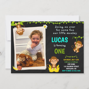 Foto Affe Geburtstagseinladung Junge 1. Geburtstag Einladung