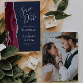 Foto Agate Burgundy Silver Navy Save the Date