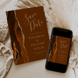 Foto Agate Burnt Orange Brown Save the Date Einladung