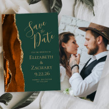Foto Agate Burnt Orange Dark Green Save the Date