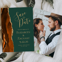 Foto Agate Burnt Orange Dark Green Save the Date Einladung