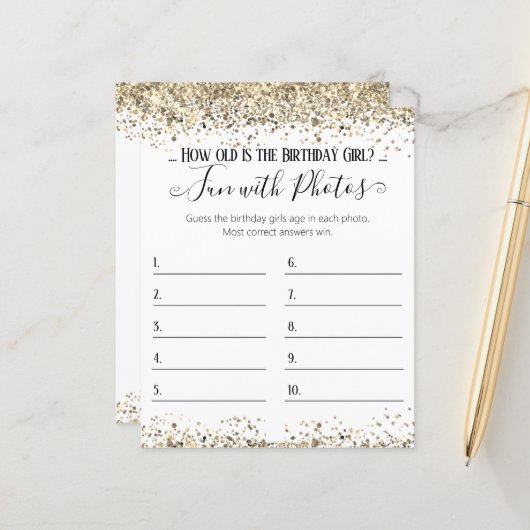 Foto Age Guessing Game (Vorderseite/Rückseite Beispiel)