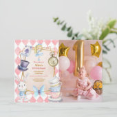 Foto Alice in One-derland 1. Geburtstag Einladung (Stehend Vorderseite)