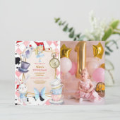 Foto Alice in One-derland 1. Geburtstag Einladung (Stehend Vorderseite)