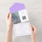 Foto All in One Lilac Wedding Einladung QR Code (Abreißen)