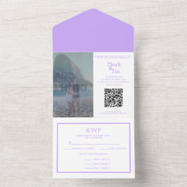 Foto All in One Lilac Wedding Einladung QR Code