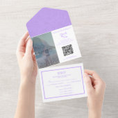 Foto All in One Lilac Wedding Einladung QR Code (Abreißen)