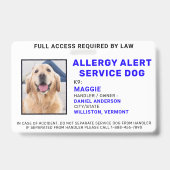 Foto-Allergiewarndienst Hund-ID-Abzeichen Ausweis (Vorderseite)