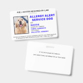 Foto-Allergiewarndienst Hund-ID-Abzeichen Ausweis (Vorder- & Rückseite)