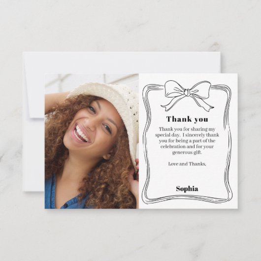 Foto am Geburtstag handgezeichnet Bogen Dankeskarte (Vorderseite)