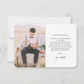 Foto am Hochzeitstag handgeschriebenes Elegant Dankeskarte (Rückseite)