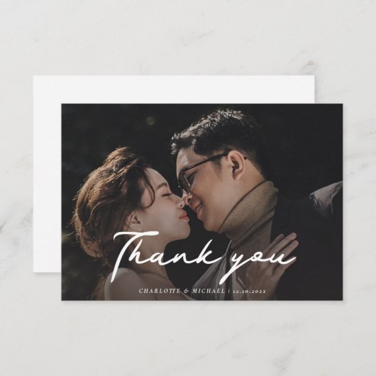 Foto am Hochzeitstag handschriftlich Dankeskarte (Vorne/Hinten)