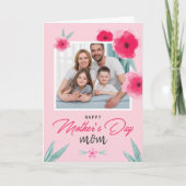 Foto am Muttertag Blumenrosa Gruß Karte (Vorderseite)