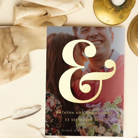 Foto Ampersand Vellum Overlay Style Save the Date Folieneinladung