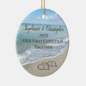 Foto an Back First Christmas Together Beach Keramik Ornament (Rechts)