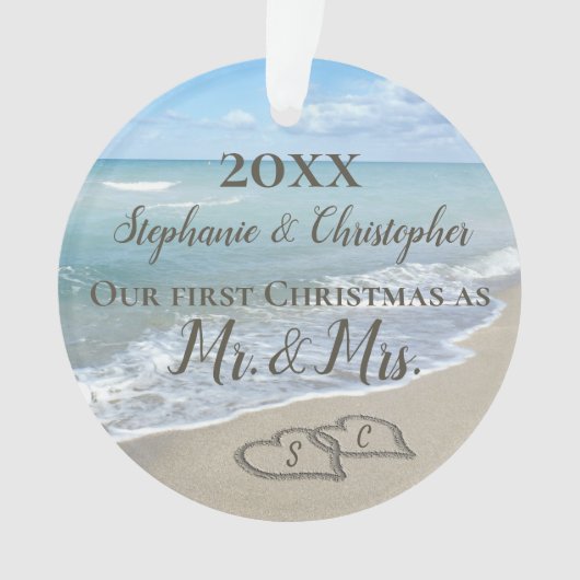 Foto an Back First Christmas Together Beach Ornament (Vorderseite)