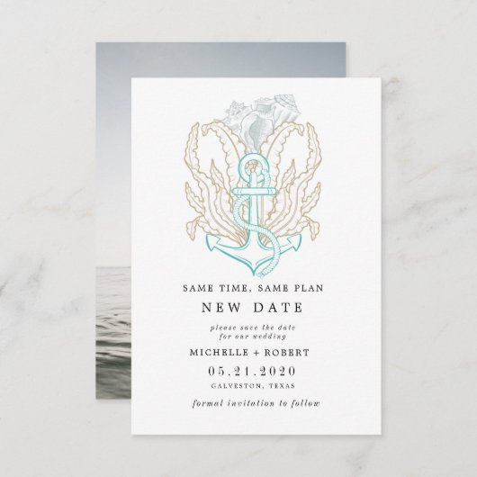 Foto an der Küste Ändern Sie das Datum Einladung (Vorne/Hinten)