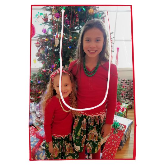 Foto an Oma Frohe Weihnachten personalisieren Mittlere Geschenktüte (Rückseite)