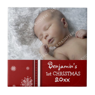 Foto-Andenken-Fliese des Babys erste Weihnachts Fliese