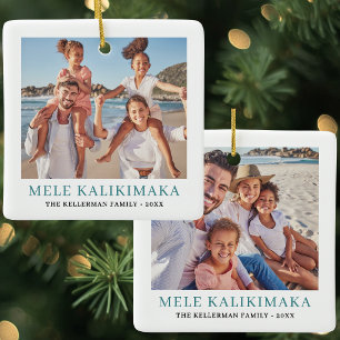 Foto-Andenken Strandurlaub 2-seitig Weihnachten Keramikornament