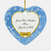 Foto-Andenken-Weihnachten des Snowy des Babys Keramikornament (Hinten)