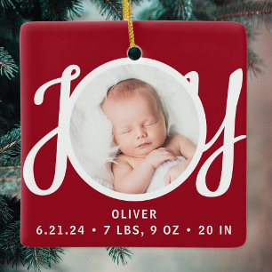Foto-Andenken zur Geburt mit Baby-Statistiken Keramikornament