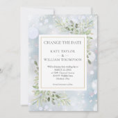 Foto ändert das Datum Grün Blätter Winter Save The Date (Vorderseite)