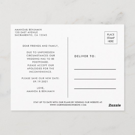 Foto ändert die Ankündigung der Hochzeit Postkarte (Rückseite)