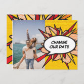 Foto ändert unser Datum verschoben Moderne Spaß Ankündigungspostkarte (Vorne/Hinten)